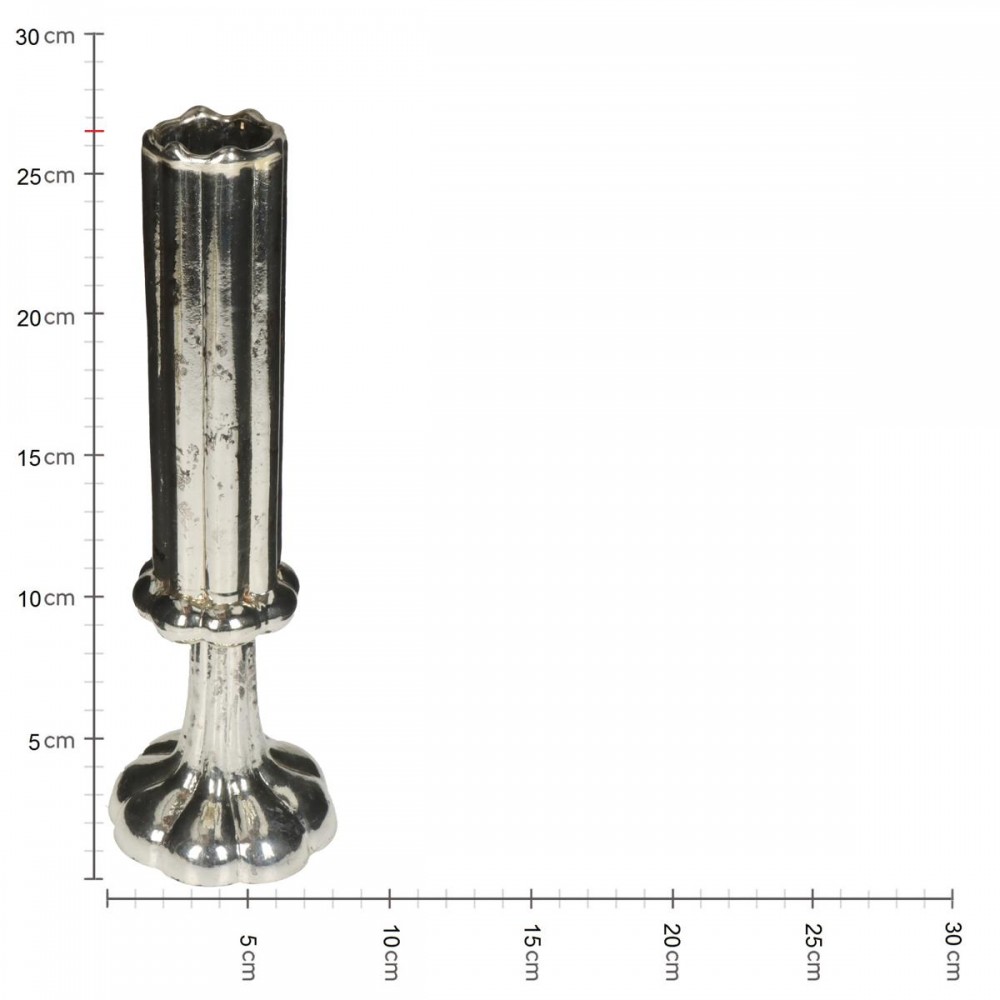 Βάζο ArteLibre Φλάουτο Χειροποίητο Ασημί Γυαλί 9x9x26.5cm