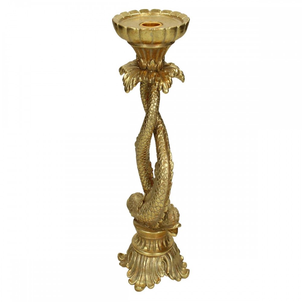Κηροπήγιο ArteLibre Ψάρι Χρυσό Polyresin 10.5x10.5x27cm