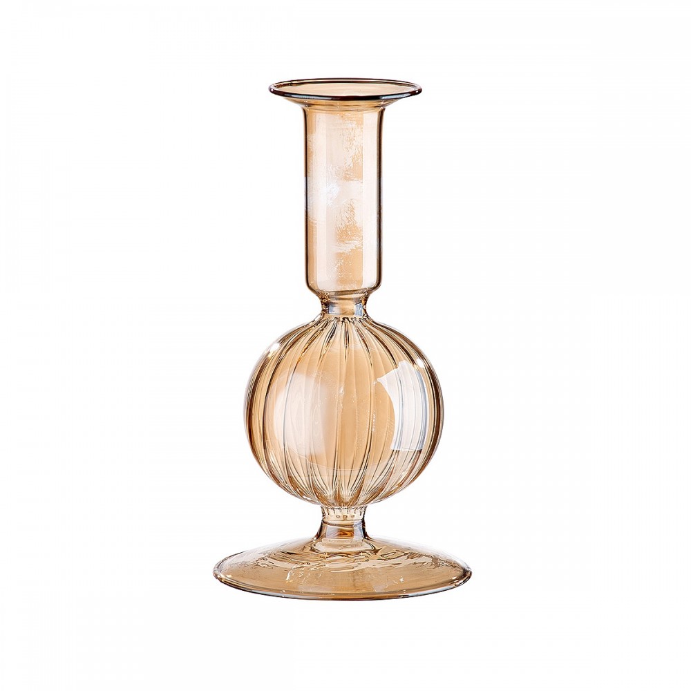 Κηροπήγιο ArteLibre Διάφανο/Μελί Γυαλί 15.5cm