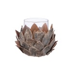 Φανάρι Καταιγίδας Tenon "Cone" Ξύλο Ecru PU H. 17 cm D. 21 cm