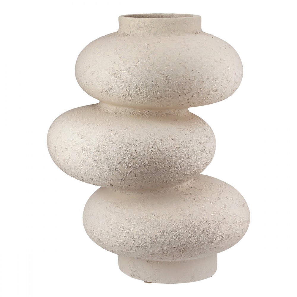 Βάζο "Stone" Κεραμικό Light Gray PU H. 21 cm D. 17 cm