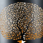 Φανάρι Καταιγίδας Cylindrical "Solitary Tree" Δέντρο Motif Μέταλλο Μαύρο Χρυσό PU 4 17x12X20cm
