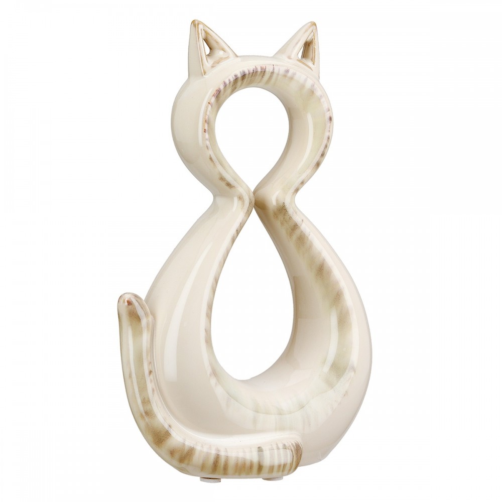 Φιγούρα Cat "Catty" Κεραμικό Cream PU 4 11x6x17cm