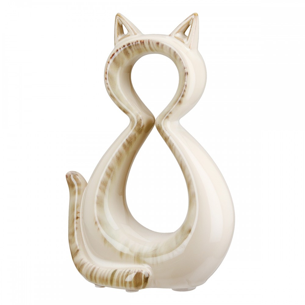 Φιγούρα Cat "Catty" Κεραμικό Cream PU 4 11x6x17cm