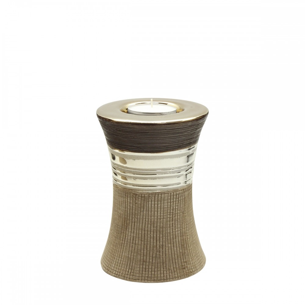 Ρεσώ Θήκη "Bradora" Striped Κεραμικό Beige Brown PU 8.5x8.5x13cm