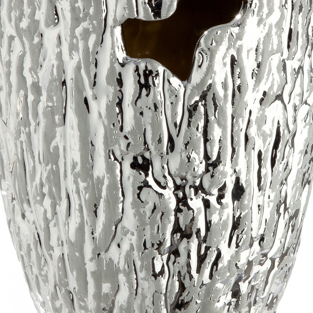 Βάζο Κωνικό Κεραμικό Ασημί Χρώμα D13X19Cm D13X19Cm
