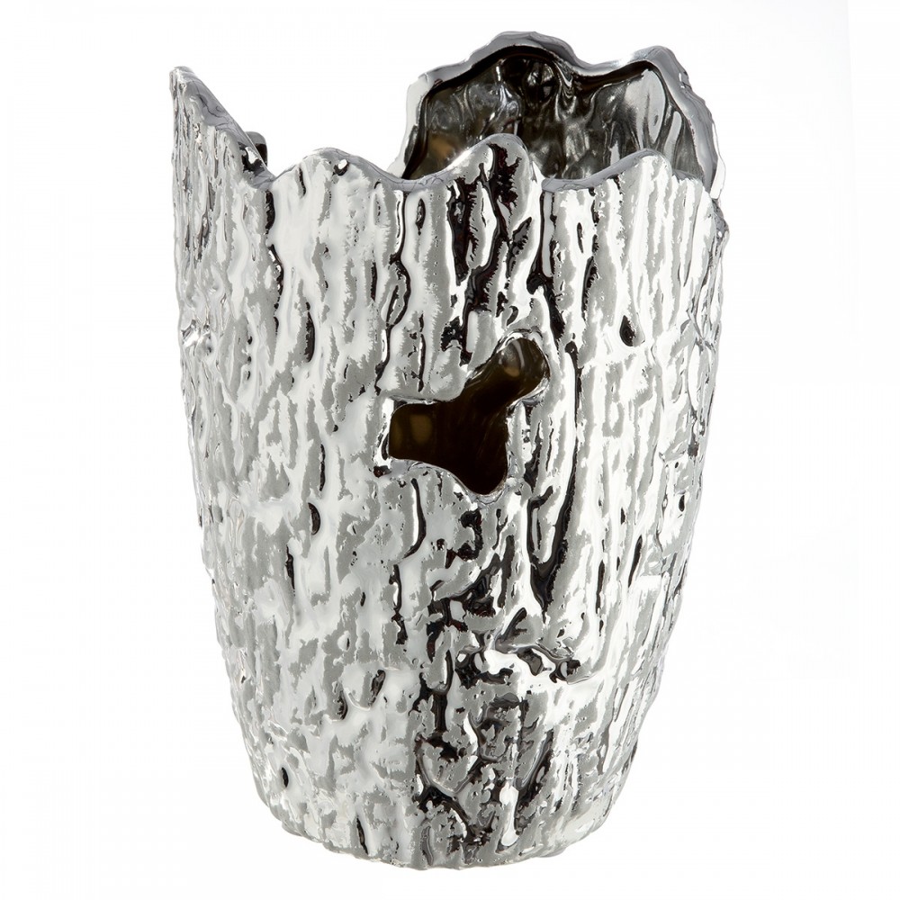 Βάζο Κωνικό Κεραμικό Ασημί Χρώμα D13X19Cm D13X19Cm