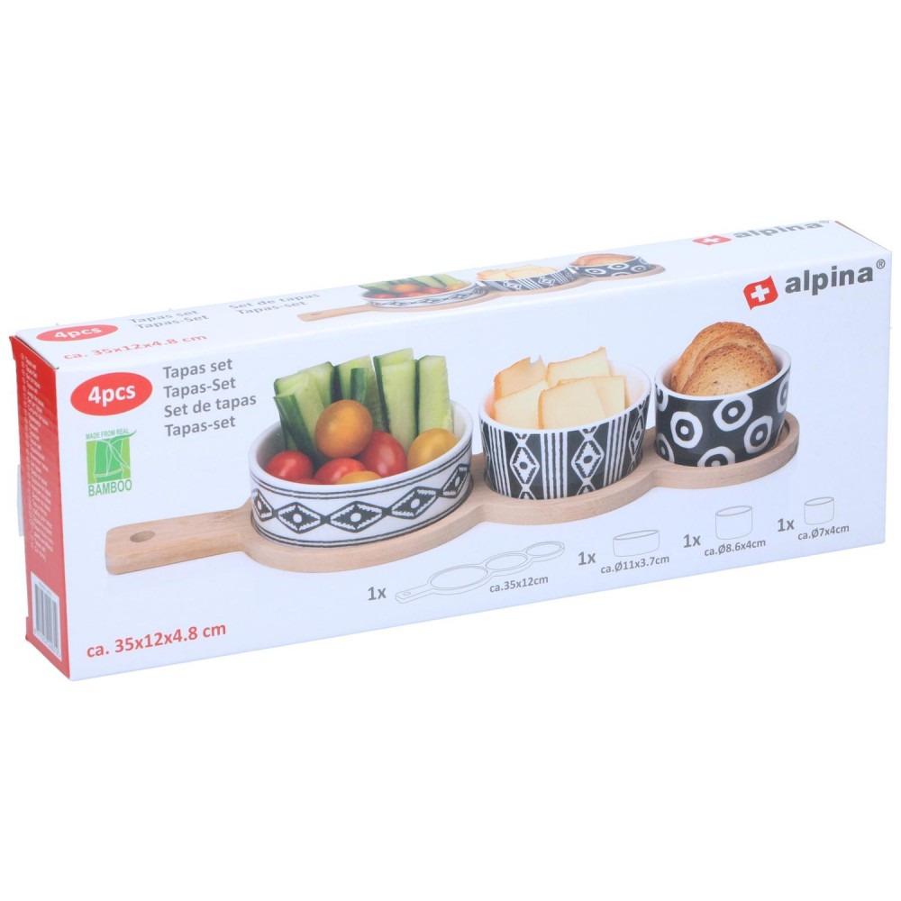 Σετ Τάπας 4Τμχ Μπαμπού/Κεραμικό 35x12x4.8cm ALPINA