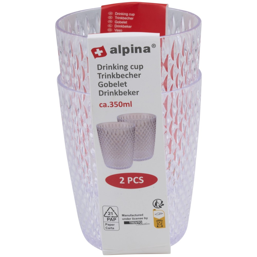 Ποτήρια 350ml Διάφανα/Πράσινα/Χρυσά 2Τμχ ALPINA