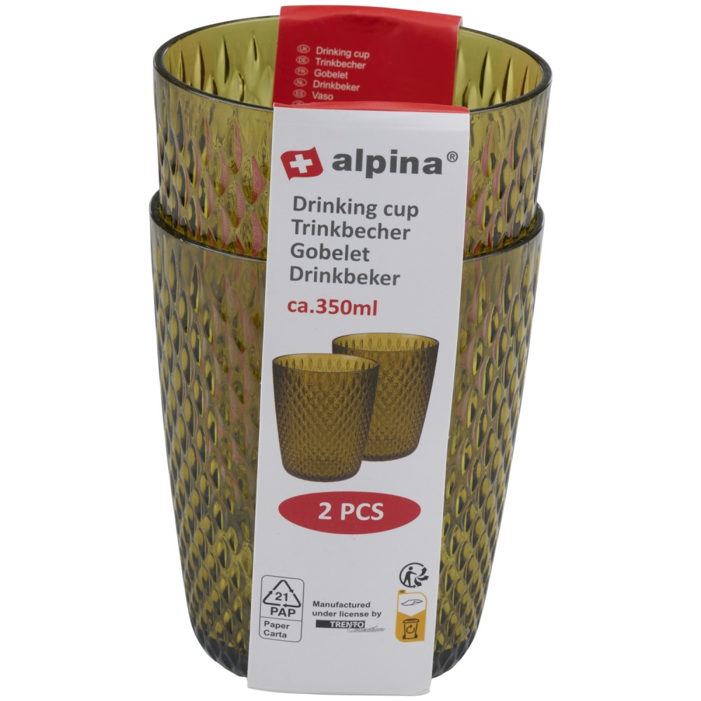 Ποτήρια 350ml Διάφανα/Πράσινα/Χρυσά 2Τμχ ALPINA