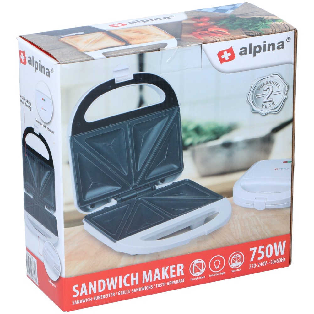 Συσκευή Σάντουιτς 2 Φέτες 750W ALPINA