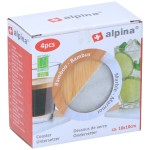 Σουβέρ 4Τμχ Μπαμπού/Μάρμαρο 2 Σχέδια ALPINA