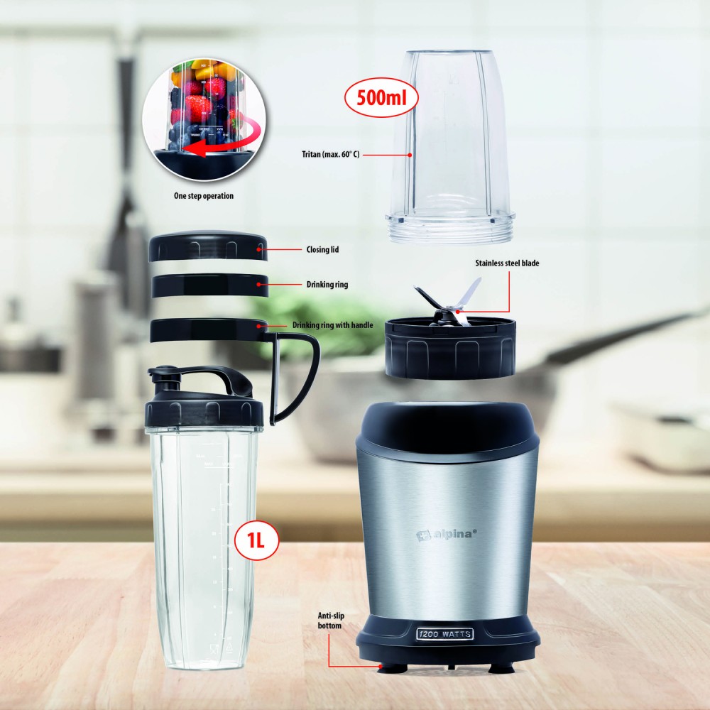 Smoothie Maker 220-240V 1200W Ανοξείδωτος ALPINA