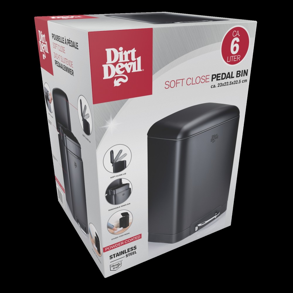 Κάδος Πεντάλ 6L Soft Close Μαύρος DIRT DEVIL