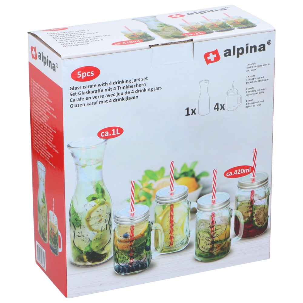 Σετ Καράφα 1L και Ποτήρια 420ml 4Τμχ ALPINA