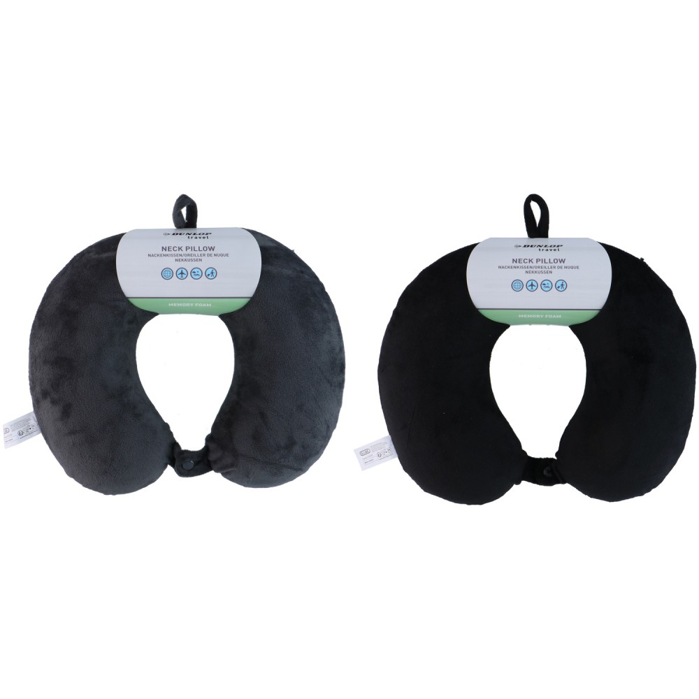 Μαξιλάρι Ταξιδιού Memory Foam Μαύρο/Γκρι Σε 2 Χρώματα