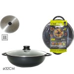 Wok ArteLibre Chef Stone Μαύρο/Γυαλί Αλουμίνιο Πιεσμένο Φ32CM