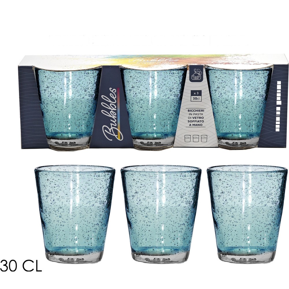 Ποτήρια Bubbles ArteLibre Μπλε Γυαλί 30cl 3Τμχ