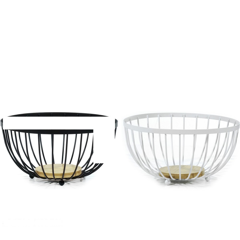 Σαλατιέρα ArteLibre μαύρο/λευκό μέταλλο/ξύλο Φ25xH13cm 2Τμχ Σε 2 Χρώματα