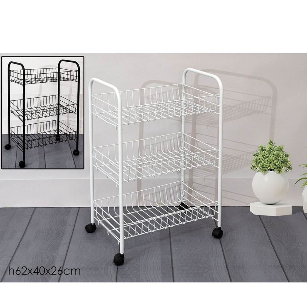 Τρόλεϊ ArteLibre Μεταλλικό Μαύρο/Λευκό 40x26x62cm Σε 2 Χρώματα