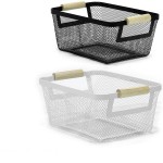 Καλάθι ArteLibre Μαύρο/Λευκό Μέταλλο/Ξύλο 26x11x17.5cm Σε 2 Χρώματα