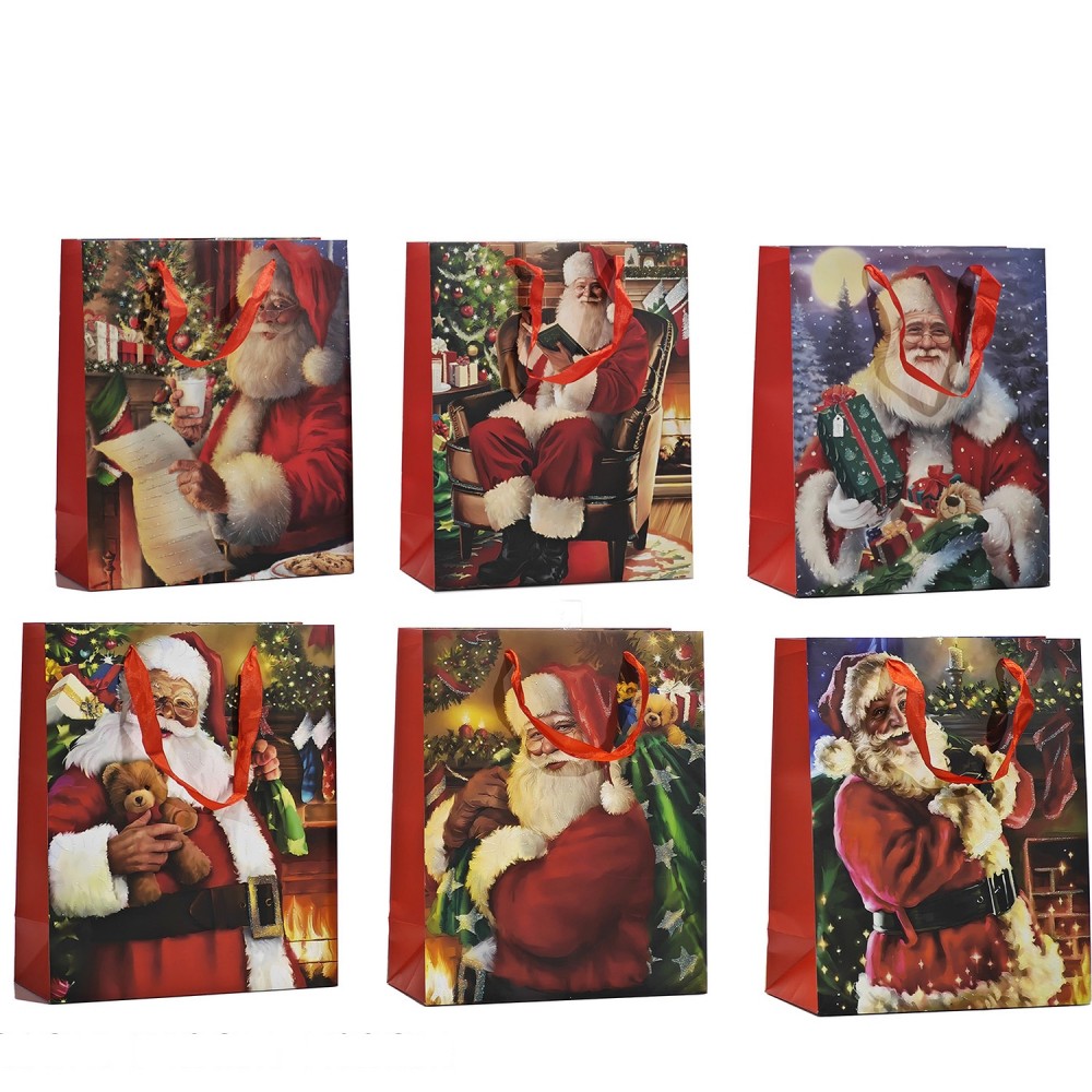 Χριστουγεννιάτικη Τσάντα Δώρου Μεσαία Με Γκλίτερ 26x12x32cm Σε 6 Σχέδια