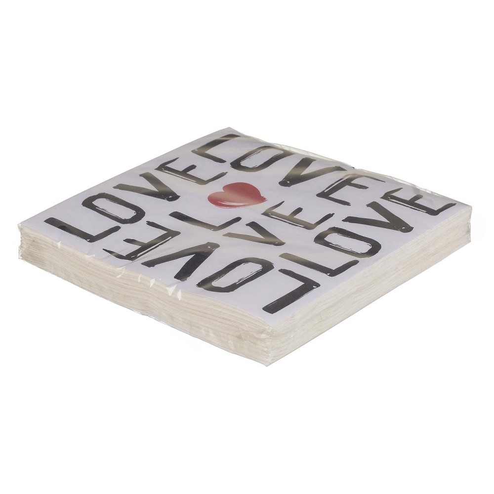Χαρτοπετσέτες 'Love' Τρίφυλλες Λευκό 33x33cm Σετ 20Τμχ