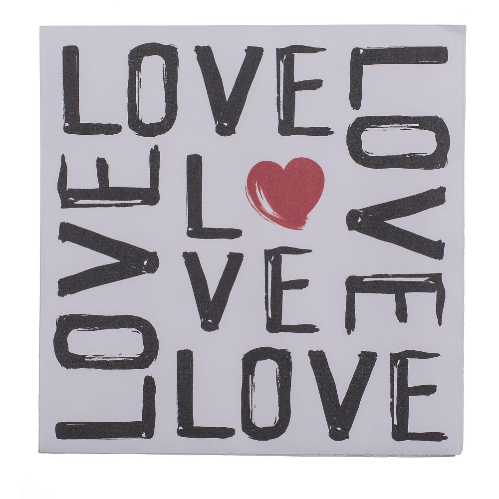 Χαρτοπετσέτες 'Love' Τρίφυλλες Λευκό 33x33cm Σετ 20Τμχ