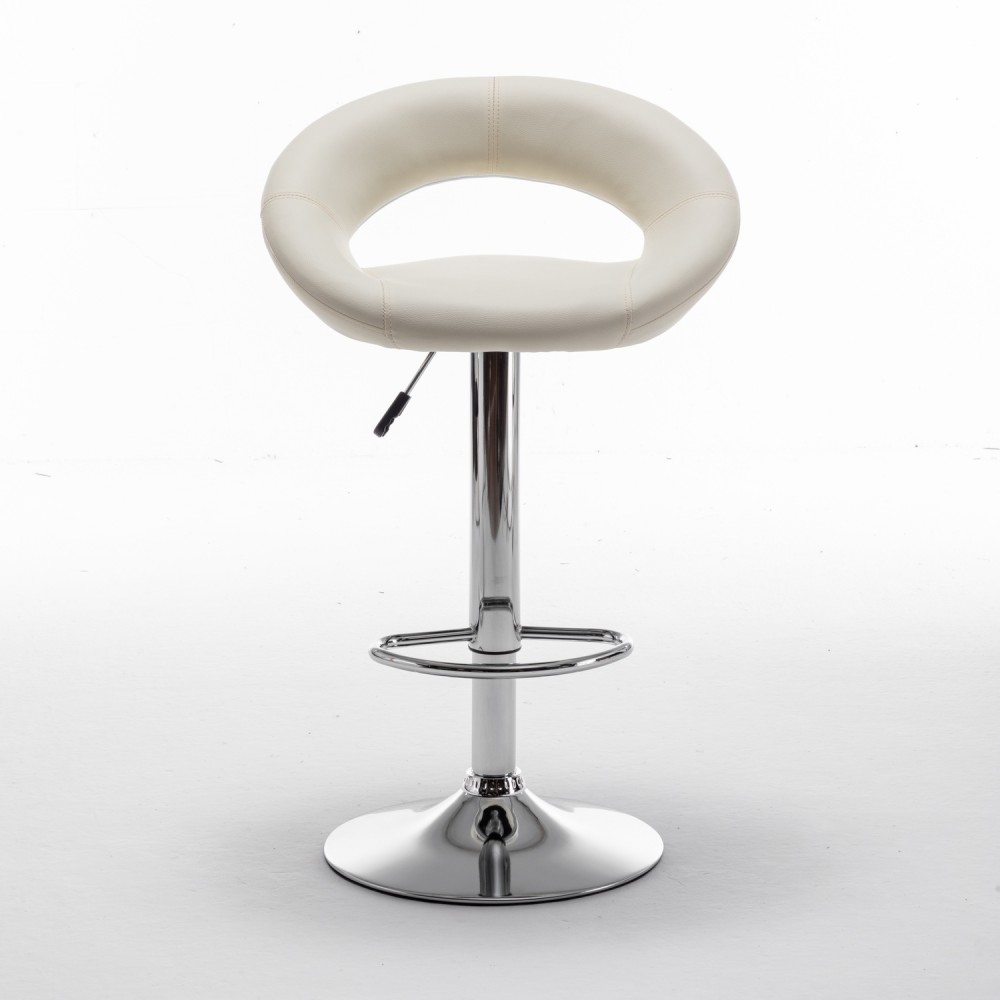 Σκαμπό Bar ArteLibre FETT Με Πλάτη Πτυσσόμενο Μπεζ PU/Μέταλλο 54x49x81-103cm