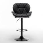 Σκαμπό Bar ArteLibre DRASH Με Πλάτη Πτυσσόμενο Μαύρο PU/Μέταλλο 54x52x87-109cm