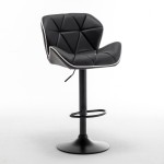 Σκαμπό Bar ArteLibre DRASH Με Πλάτη Πτυσσόμενο Μαύρο PU/Μέταλλο 54x52x87-109cm