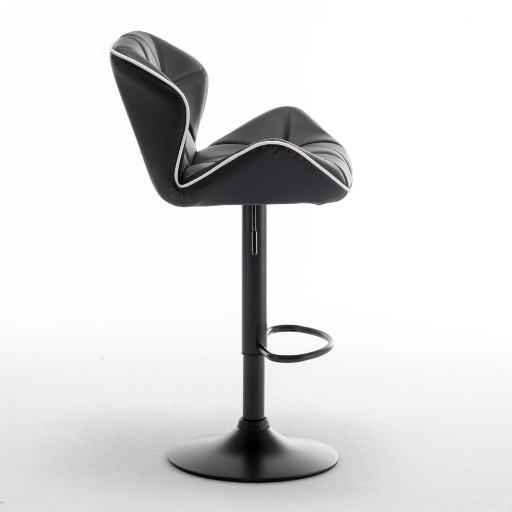 Σκαμπό Bar ArteLibre DRASH Με Πλάτη Πτυσσόμενο Μαύρο PU/Μέταλλο 54x52x87-109cm