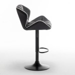 Σκαμπό Bar ArteLibre DRASH Με Πλάτη Πτυσσόμενο Μαύρο PU/Μέταλλο 54x52x87-109cm