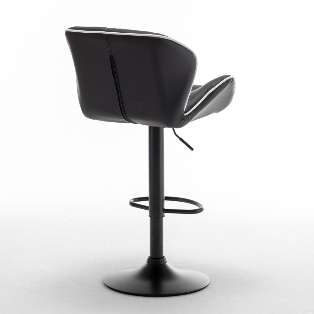 Σκαμπό Bar ArteLibre DRASH Με Πλάτη Πτυσσόμενο Μαύρο PU/Μέταλλο 54x52x87-109cm