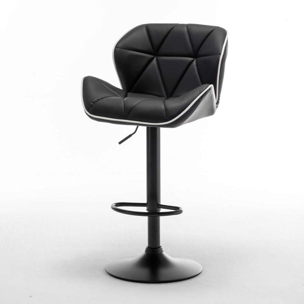 Σκαμπό Bar ArteLibre DRASH Με Πλάτη Πτυσσόμενο Μαύρο PU/Μέταλλο 54x52x87-109cm