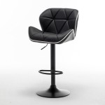 Σκαμπό Bar ArteLibre DRASH Με Πλάτη Πτυσσόμενο Μαύρο PU/Μέταλλο 54x52x87-109cm