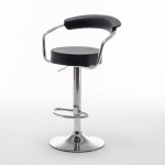 Σκαμπό Bar ArteLibre PELI Με Πλάτη Πτυσσόμενο Μαύρο PU/Μέταλλο 51x50x83-105cm