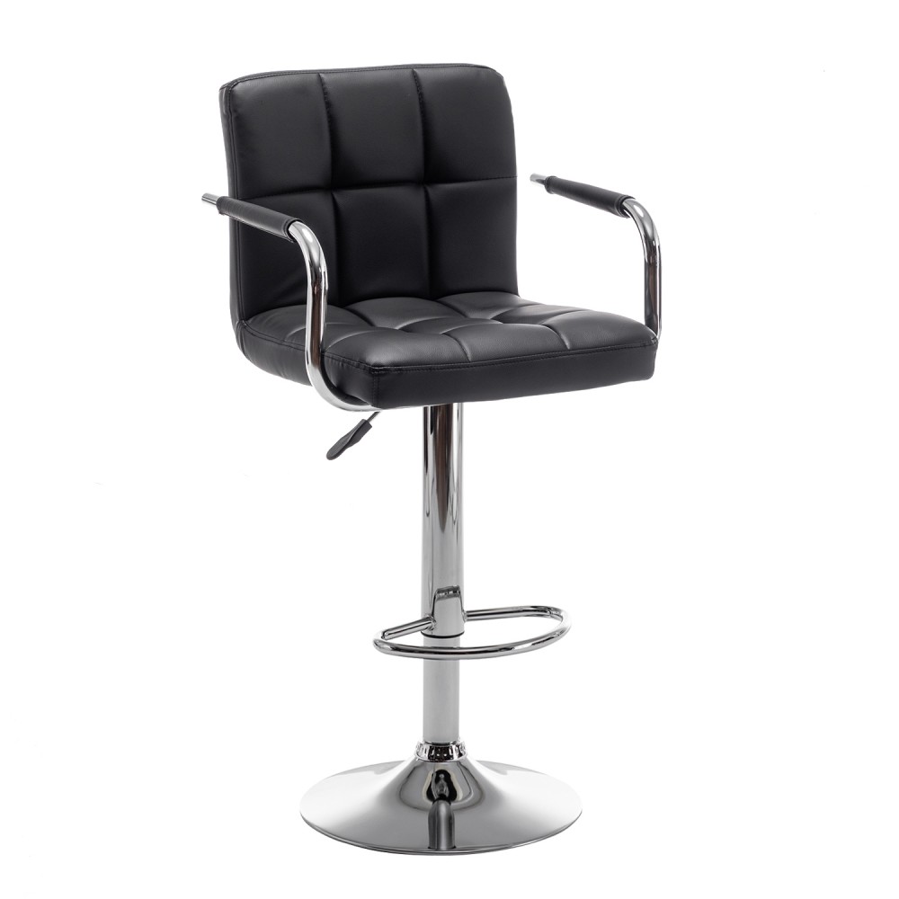 Σκαμπό Bar ArteLibre RANCOR Με Πλάτη Πτυσσόμενο Μαύρο PVC/Μέταλλο 51x50x83-105cm