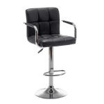 Σκαμπό Bar ArteLibre RANCOR Με Πλάτη Πτυσσόμενο Μαύρο PVC/Μέταλλο 51x50x83-105cm