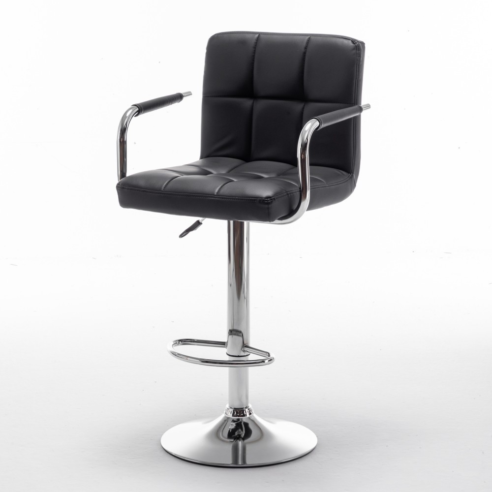 Σκαμπό Bar ArteLibre RANCOR Με Πλάτη Πτυσσόμενο Μαύρο PVC/Μέταλλο 51x50x83-105cm