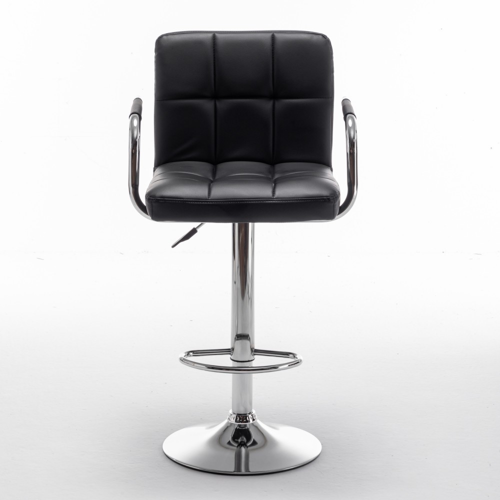 Σκαμπό Bar ArteLibre RANCOR Με Πλάτη Πτυσσόμενο Μαύρο PVC/Μέταλλο 51x50x83-105cm