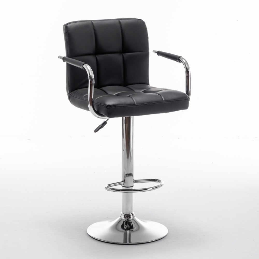 Σκαμπό Bar ArteLibre RANCOR Με Πλάτη Πτυσσόμενο Μαύρο PVC/Μέταλλο 51x50x83-105cm