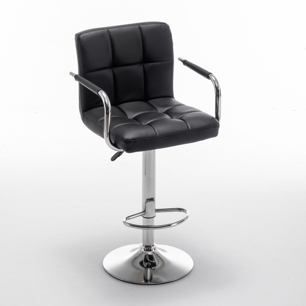 Σκαμπό Bar ArteLibre RANCOR Με Πλάτη Πτυσσόμενο Μαύρο PVC/Μέταλλο 51x50x83-105cm