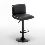 Σκαμπό Bar ArteLibre ARMOR Με Πλάτη Πτυσσόμενο Μαύρο/Λευκό PU/Μέταλλο 45x48x86-107.5cm