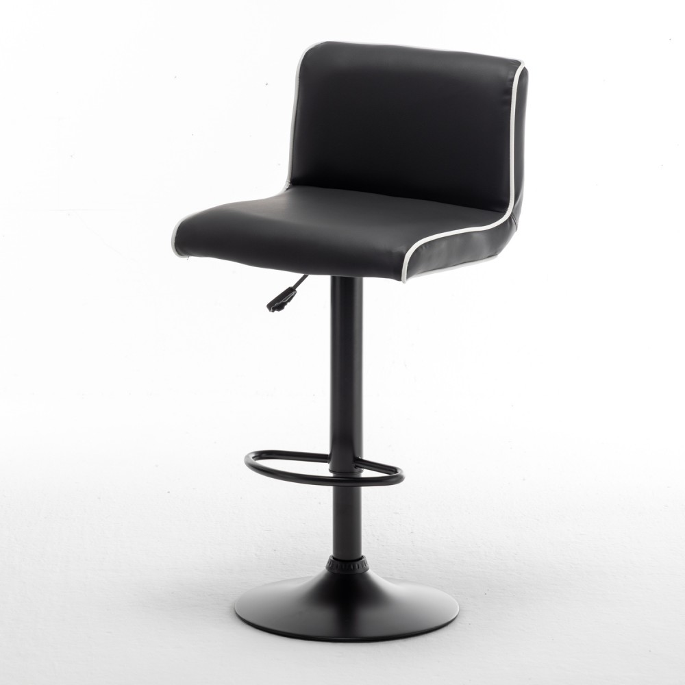 Σκαμπό Bar ArteLibre ARMOR Με Πλάτη Πτυσσόμενο Μαύρο/Λευκό PU/Μέταλλο 45x48x86-107.5cm