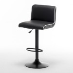 Σκαμπό Bar ArteLibre ARMOR Με Πλάτη Πτυσσόμενο Μαύρο/Λευκό PU/Μέταλλο 45x48x86-107.5cm