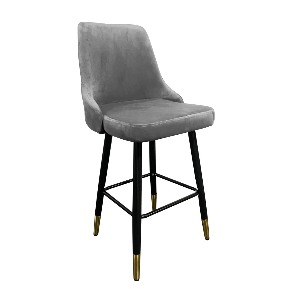 Σκαμπό Bar ArteLibre COBB Με Πλάτη Γκρι Βελούδο/Μέταλλο 49x53x100cm