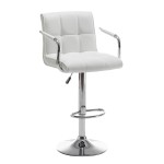 Σκαμπό Bar ArteLibre DOKK Με Πλάτη Πτυσσόμενο Λευκό PU/Μέταλλο 52x56x94-115cm