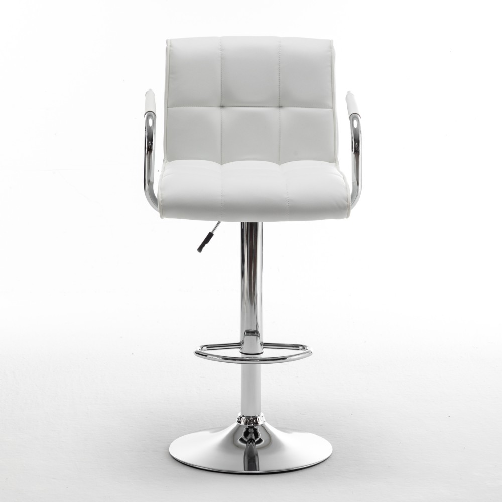 Σκαμπό Bar ArteLibre DOKK Με Πλάτη Πτυσσόμενο Λευκό PU/Μέταλλο 52x56x94-115cm