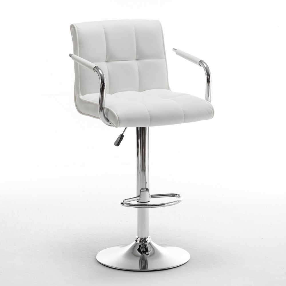 Σκαμπό Bar ArteLibre DOKK Με Πλάτη Πτυσσόμενο Λευκό PU/Μέταλλο 52x56x94-115cm